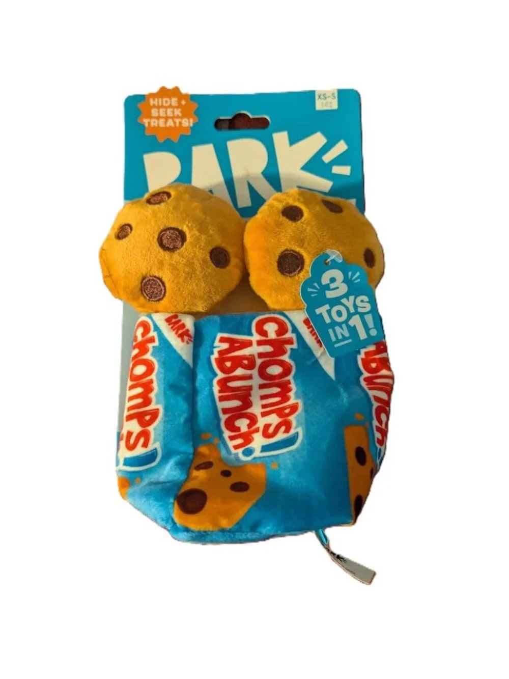 BARK Chomps Abunch Plush Cookie Box Dog Toy Squeaky Hide & Seek Treats
